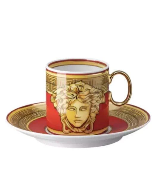 Złoto-czerwona filiżanka do espresso Golden Coin