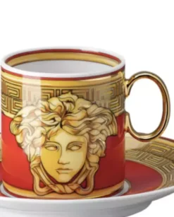 Złoto-czerwona filiżanka do espresso Golden Coin