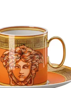 Złoto-pomarańczowa filiżanka do kawy Versace Orange Coin
