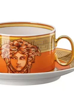 Złoto-pomarańczowa filiżanka do herbaty Medusa Orange Coin