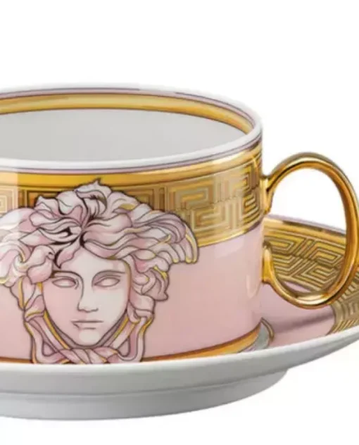 Złoto-różowa filiżanka do herbaty Pink Coin