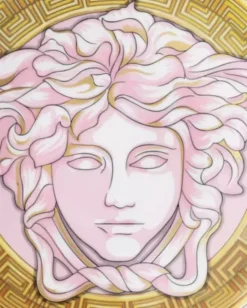 Złoto-różowy talerz z porcelany Pink Coin