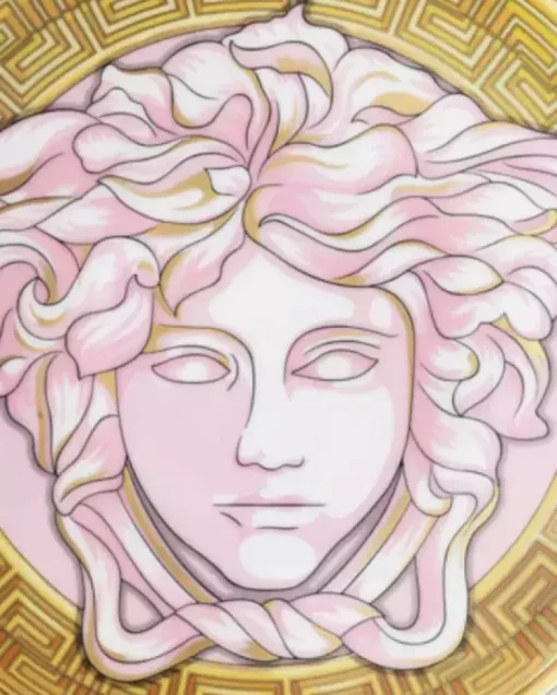 Złoto-różowy talerz z porcelany Pink Coin