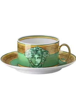 Złoto-zielona filiżanka do herbaty Medusa Green Coin