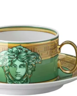 Złoto-zielona filiżanka do herbaty Medusa Green Coin