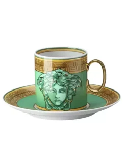 Złoto-zielona filiżanka do kawy Medusa Green Coin