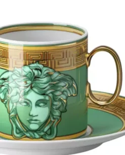 Złoto-zielona filiżanka do kawy Medusa Green Coin