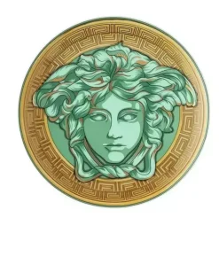 Złoto-zielony talerz z porcelany Medusa Green Coin