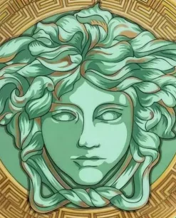 Złoto-zielony talerz z porcelany Medusa Green Coin