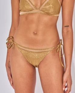 Złoty dół od bikini z siateczką Carla