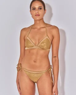 Złoty dół od bikini z siateczką Carla