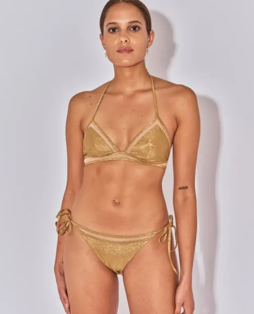 Złoty dół od bikini z siateczką Carla